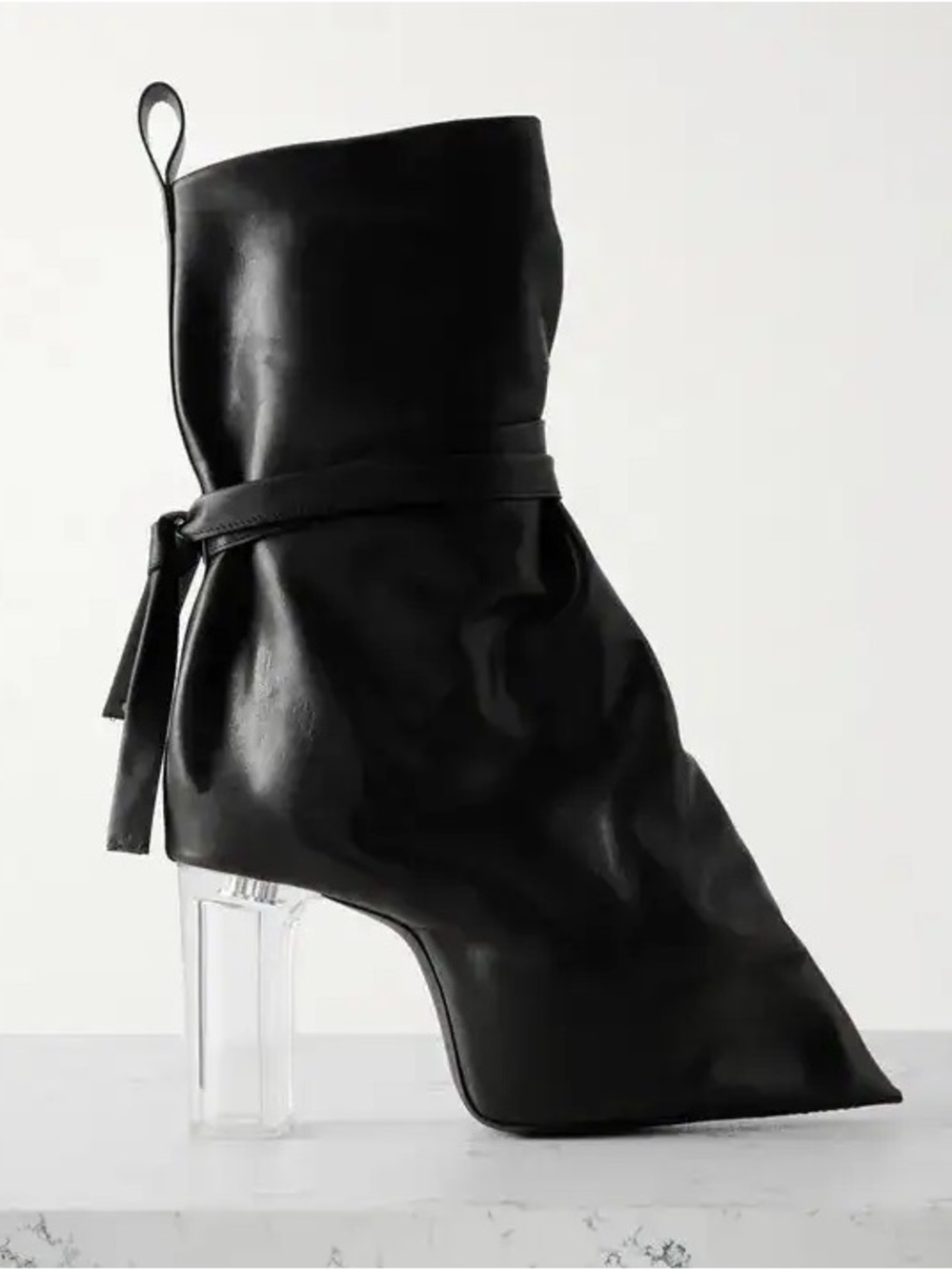 RICK OWENS Tied Taco Kiss leather ankle boots in Black